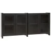 Lundia Classic sideboard med ribbade glasdörrar, svartlackerad