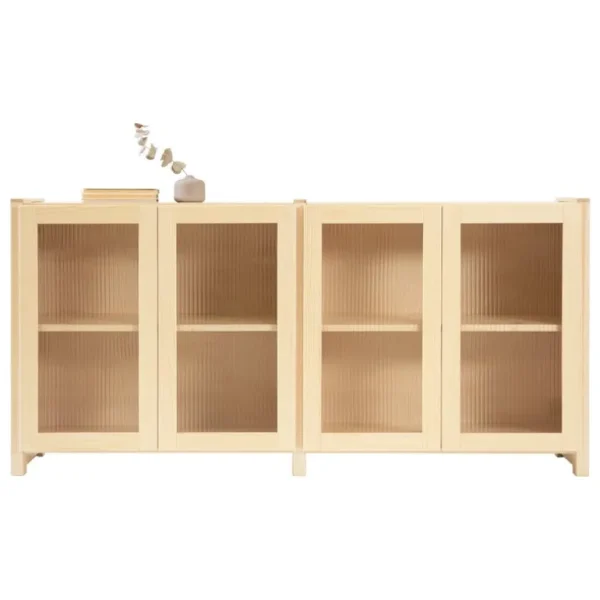 Lundia Classic sideboard med ribbade glasdörrar, natur