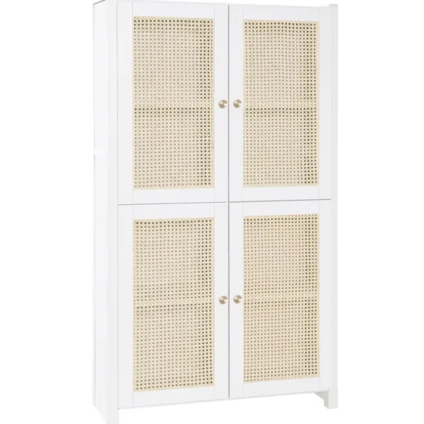 Lundia Classic skåp med rottingdörrar, 84 x 149 cm, vitlackat