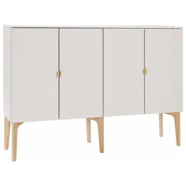 Lundia Fuuga sidobord, 128 cm, cashmere - Terrazzo - ek - mässing