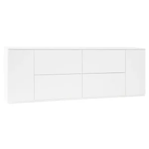 Lundia Fuuga sidobord, 192 cm, lådor och vertikala dörrar, vit