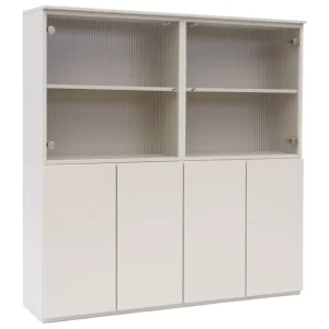 Lundia Fuuga skåp med glasdörrar, räfflat glas, cashmere