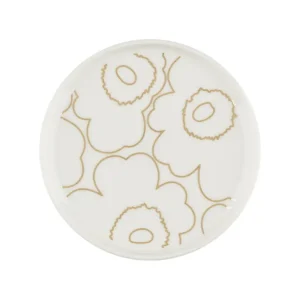 Marimekko Oiva - Piirto Unikko plate, 13,5 cm, white - gold