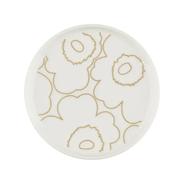 Marimekko Oiva - Piirto Unikko plate, 13,5 cm, white - gold