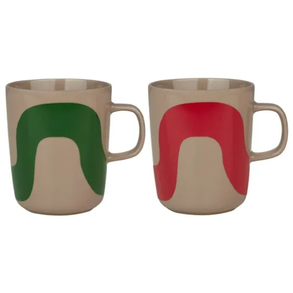 Marimekko Oiva - Seireeni mugg, 2,5 dl, 2 stycken, terra - grön - röd