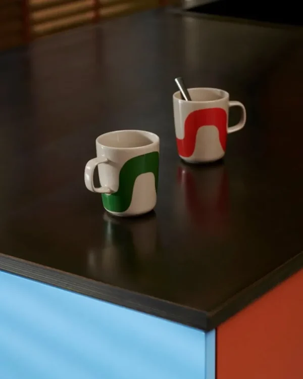 Marimekko Oiva - Seireeni mugg, 2,5 dl, 2 stycken, terra - grön - röd