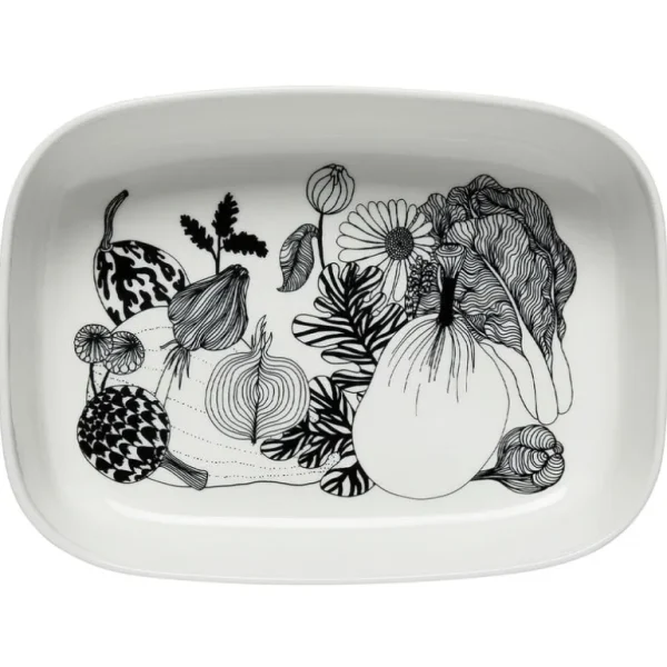 Marimekko Oiva - Siirtolapuutarha serveringsfat, vit - svart
