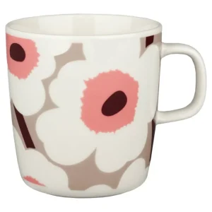 Marimekko Oiva - Unikko mugg, 4 dl, vit - lera - puder - röd