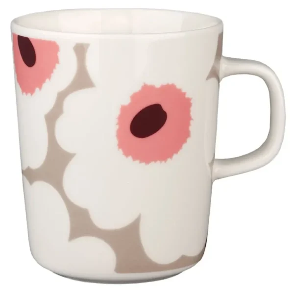 Marimekko Oiva - Unikko mugg, 2,5 dl, vit - lera - puder - röd