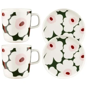 Marimekko Oiva - Unikko mugg, 2,5 dl, vit - mörkgrön - rosa