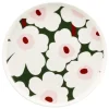 Marimekko Oiva - Unikko tallrik, 25 cm, vit - mörkgrön - rosa