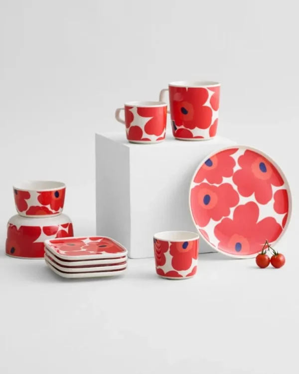 Marimekko Oiva Unikko mugg 2,5 dl, vit - röd - blå