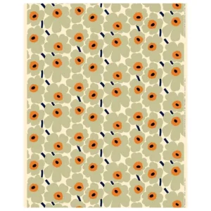 Marimekko Pieni Unikko bomullstyg, bomull - salvia - varm orange