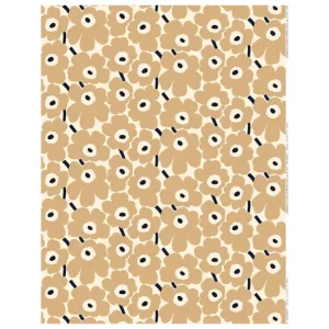 Marimekko Pieni Unikko tyg, naturvit - beige - mörkblå