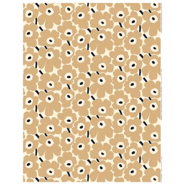 Marimekko Pieni Unikko tyg, naturvit - beige - mörkblå