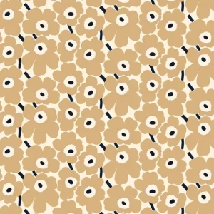 Marimekko Pieni Unikko ytbehandlat tyg, naturvit - beige - mörkblå