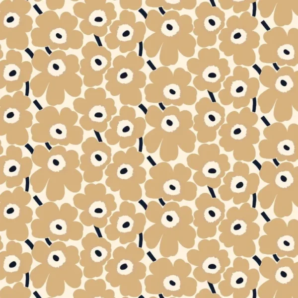 Marimekko Pieni Unikko ytbehandlat tyg, naturvit - beige - mörkblå