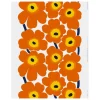 Marimekko Unikko bomullstyg, vit - orange - mörkblå