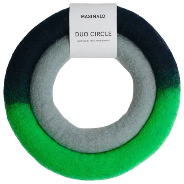 Masimalo Duo Circle hundleksak, neon grön - blå