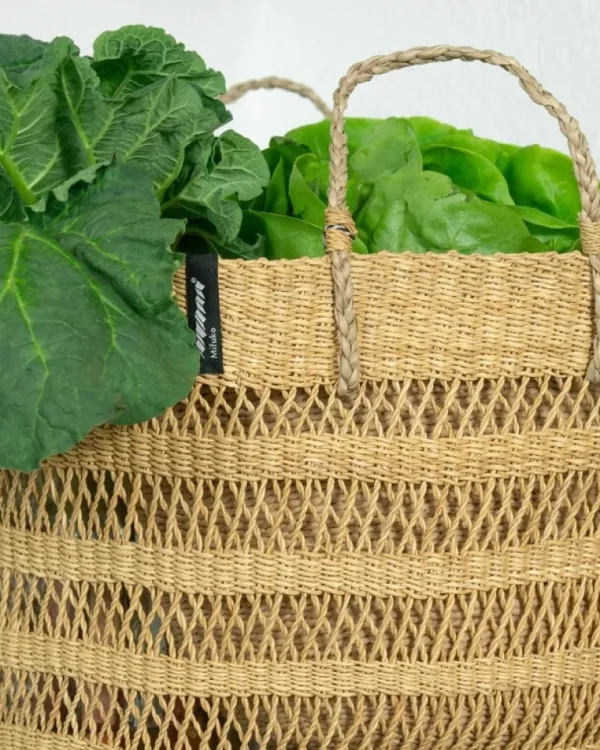 Mifuko Bolga marknadskorg, M, öppen väv, naturlig