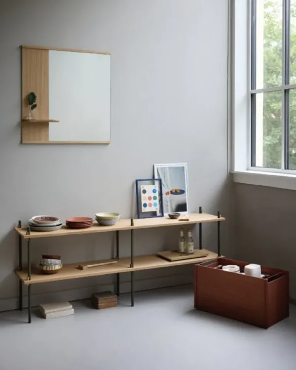Moebe Spegel med hylla, 70 cm, ek