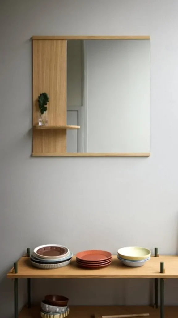 Moebe Spegel med hylla, 70 cm, ek