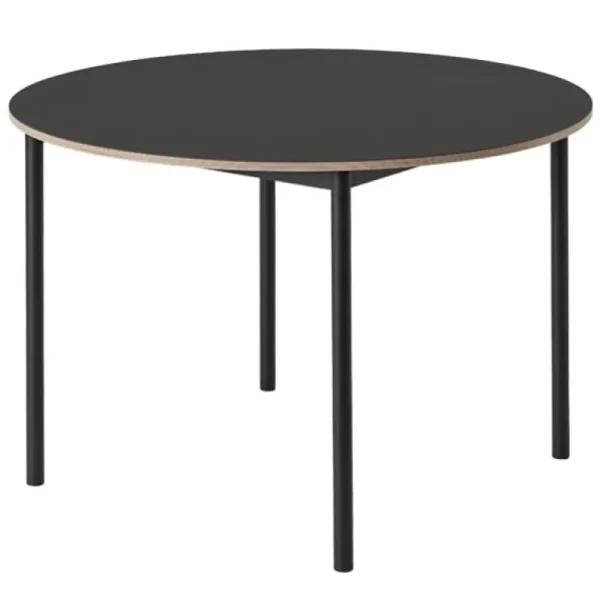 Muuto Base bord, runt, 110 cm, linoleum med plywoodkanter, svart