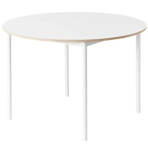 Muuto Base bord, runt, 110 cm, laminat med plywoodkanter, vit