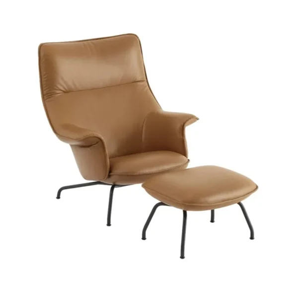 Muuto Doze fåtölj, cognacsfärgat läder - anthracite