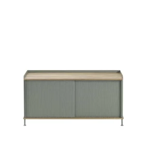 Muuto Enfold sideboard, 124 cm, låg, ek - dusty green