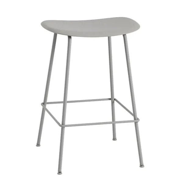 Muuto Fiber barstol, rörbas, grå