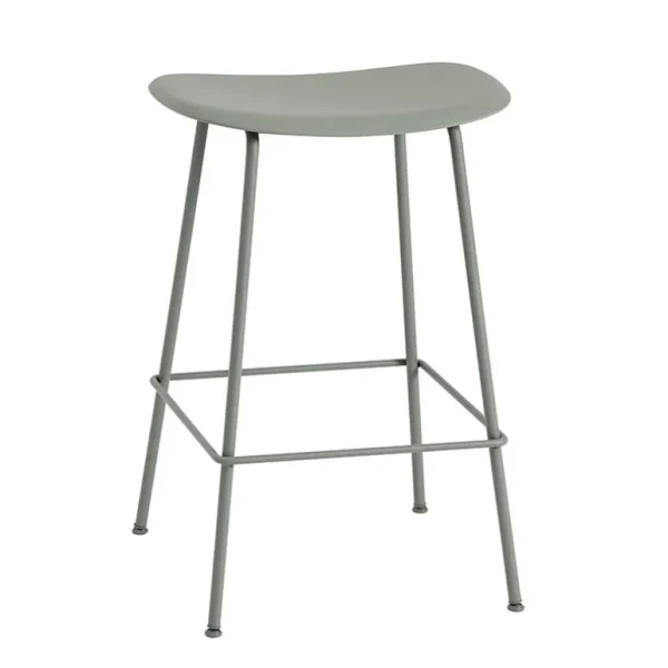 Muuto Fiber barstol, rörbas, dusty green