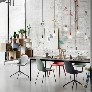 Muuto Fiber stol, rörram, vit