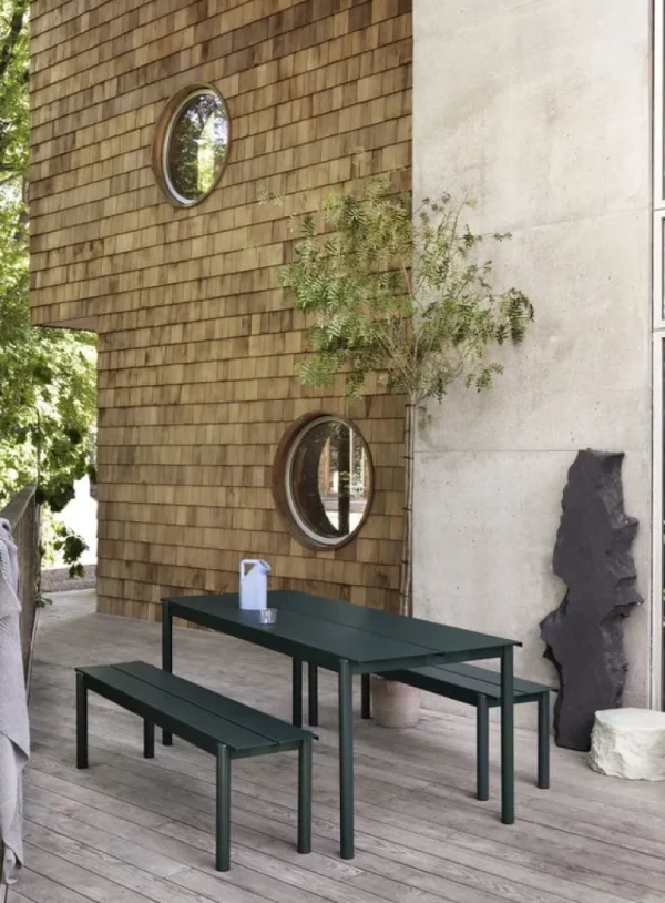 Muuto Linear Steel bänk 170 cm, mörkgrön