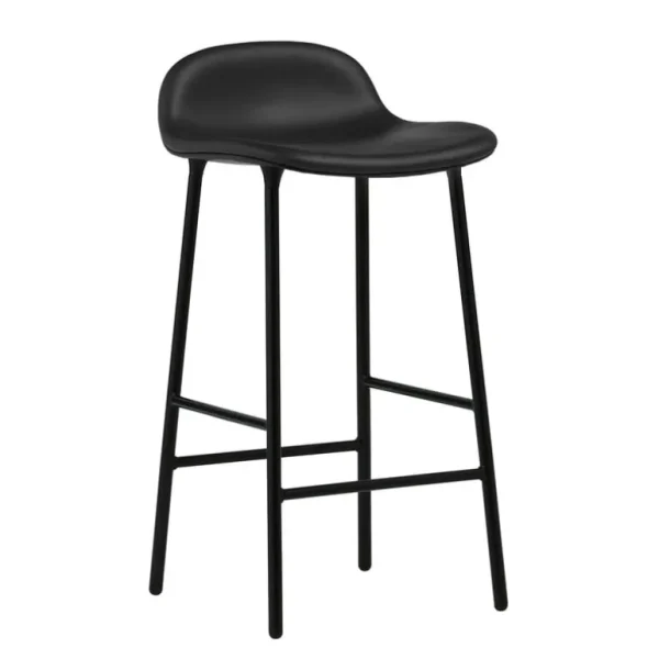 Normann Copenhagen Form barstol, 65 cm, svart stål - svart läder Ultra