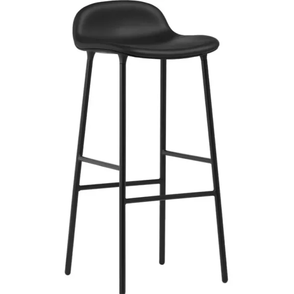 Normann Copenhagen Form barstol, 75 cm, svart stål - svart läder Ultra