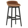 Normann Copenhagen Hyg barstol, 75 cm, svart ek - brandy läder Ultra