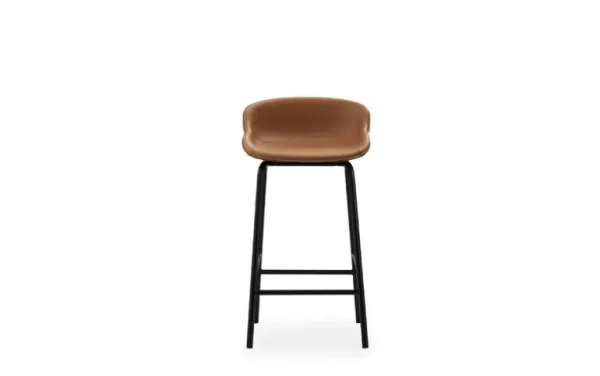 Normann Copenhagen Hyg barstol, 65 cm, svart - brandyfärgat Ultra-läder