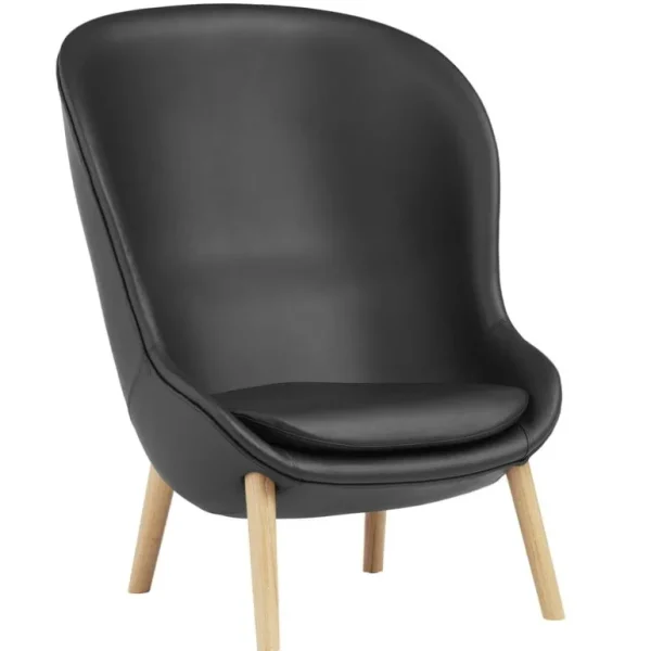 Normann Copenhagen Hyg loungefåtölj, hög, ek - svart läder Ultra