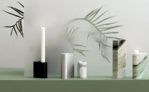 Northern Monolith ljushållare, medium, blandad vit marmor