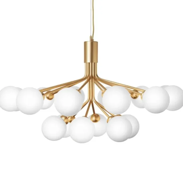 Nuura Apiales 18 pendellampa, borstad mässing - opal white