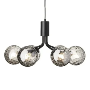 Nuura Apiales 6 pendellampa, satin black - optic smoked