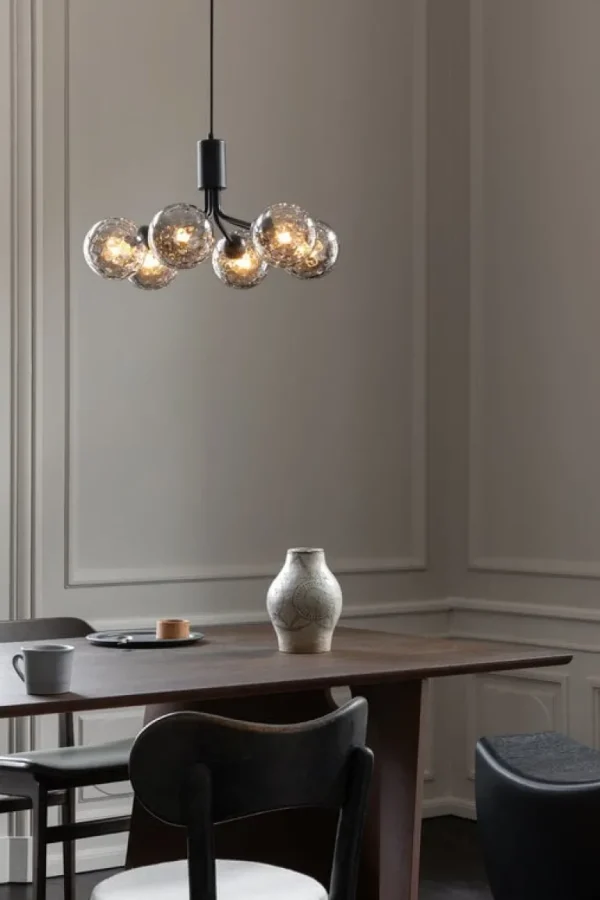 Nuura Apiales 6 pendellampa, satin black - optic smoked