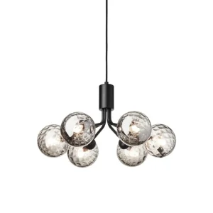 Nuura Apiales 6 pendellampa, satin black - optic smoked