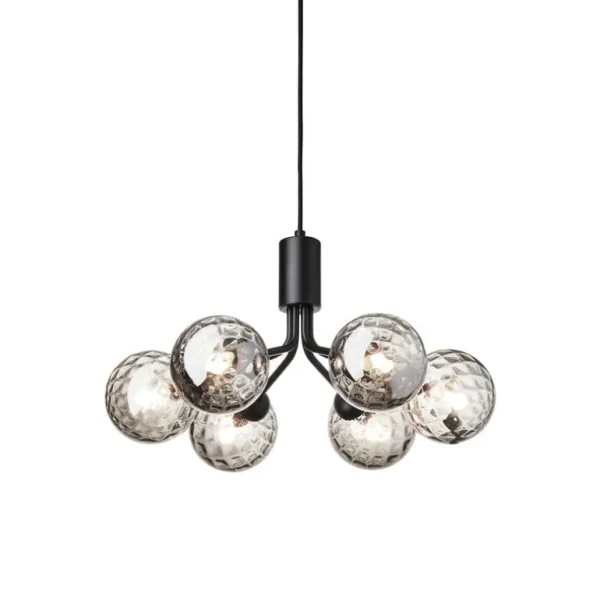 Nuura Apiales 6 pendellampa, satin black - optic smoked