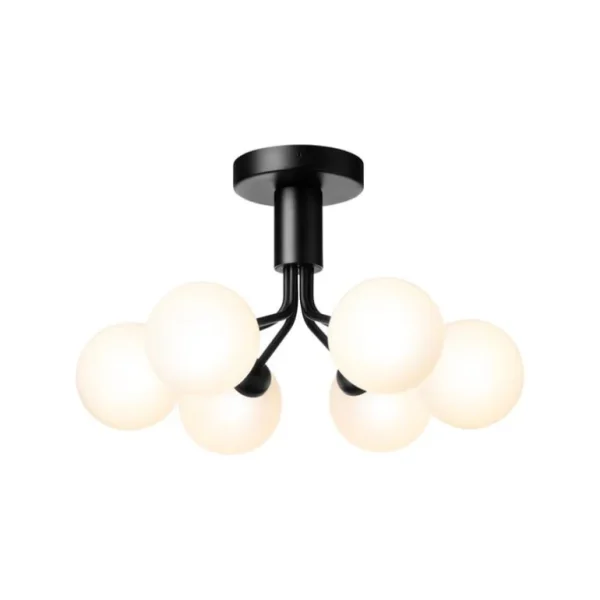 Nuura Apiales 6 taklampa, satin black - opal white