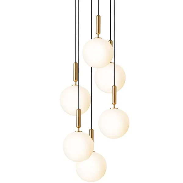Nuura Miira 6 stor pendellampa, mässing - opal