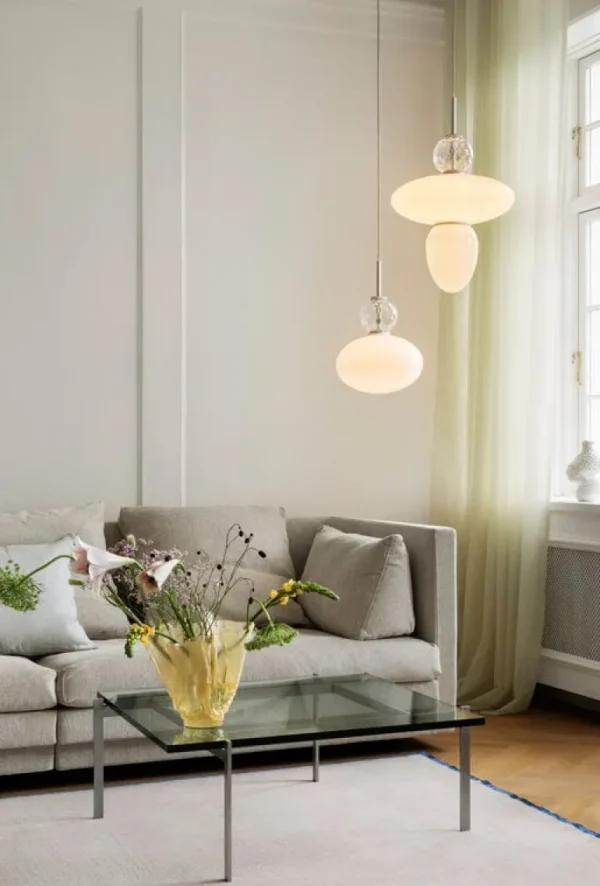 Nuura Rizzatto 32 pendellampa, satinsilver - opalvit