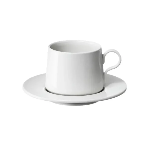 Sabato Kaffekopp med fat, 200 ml, elfenbensvit