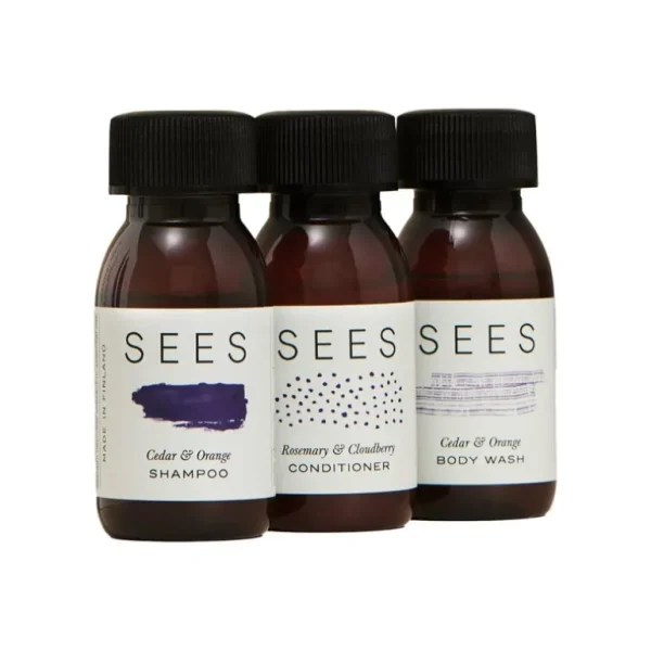 SEES Company Resekit med schampo, balsam och duschkräm, 3 x 50 ml